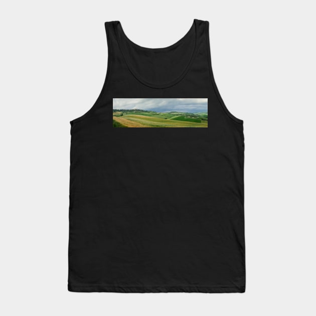 Panoramic view on Pienza in the Val d'Orcia, Tuscany Tank Top by Dolfilms